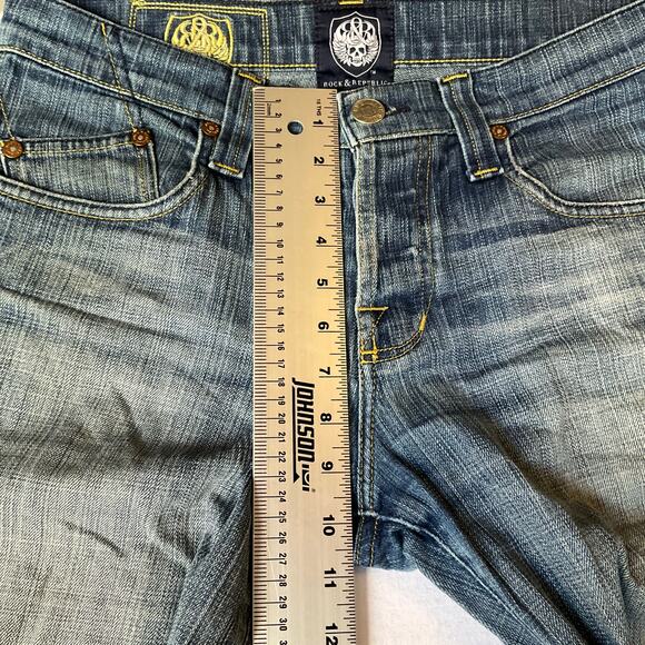 Rock & Republic Men Jeans size 32 Blue Mid Rise Stretch Slim Fit Boot Cut - Picture 5 of 12